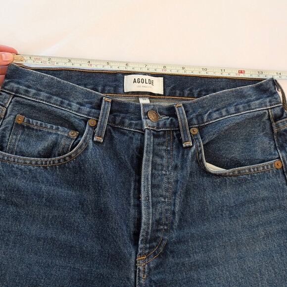 Agolde Parker High-rise Denim Straight Cropped Leg Jeans in Indigo, size 24 - Picture 5 of 9
